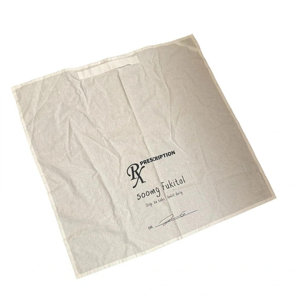 NEW! FUKITOL Rx Prescription, 500 MG Flour Sack Tea Towel White Black Funny Gag